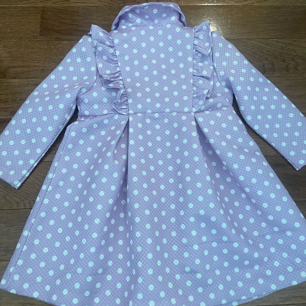 Bonnie Baby Lavender Polka Dot Kids Coat and Matching Floral Dress - Picture 8 of 9